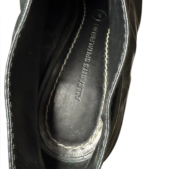 All Saints Jacks Place Shri Pleated Black Leather Peep Toe Stiletto Ankle 6 - Picture 10 of 12